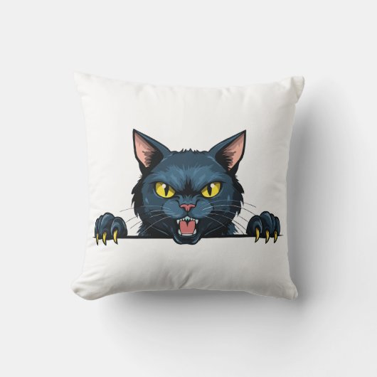 Coussin Chat noir en colère (Recto)