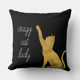 Coussin Chat noir en or