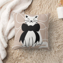 Chat noir et blanc avec ligne abstraite 