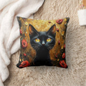 Coussin Chat noir et roses (Couverture)