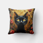 Coussin Chat noir et roses (Verso)