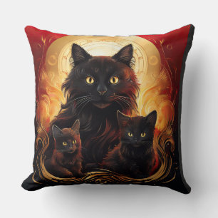 Coussin Chat noir et ses chatons Nice Aura
