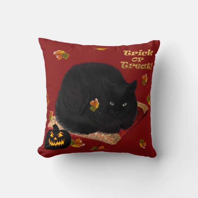 Coussin Chat noir Halloween Jeu d'oreiller (Recto)