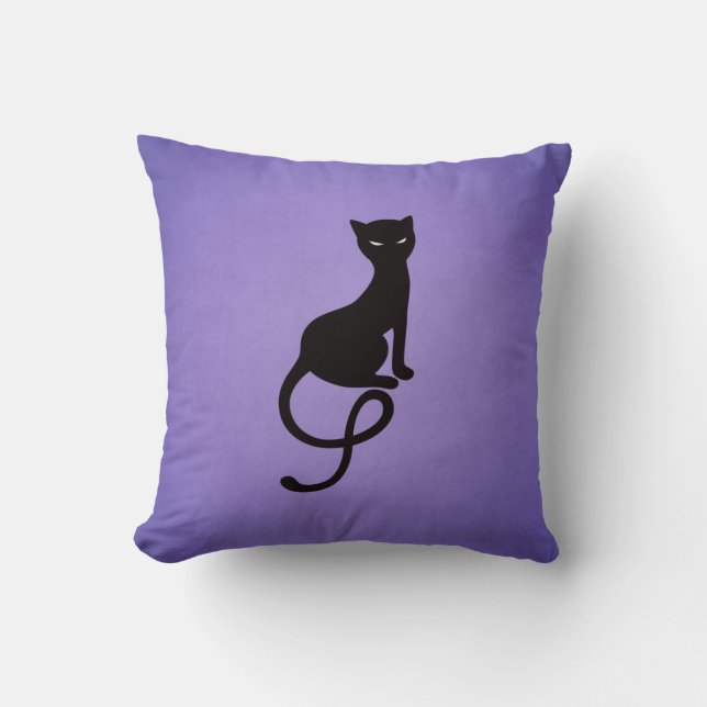 Coussin Chat noir mauvais aimable pourpre (Recto)