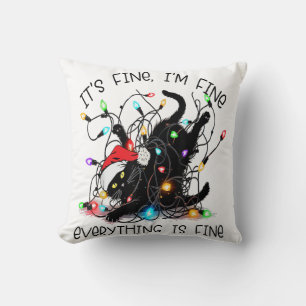 Coussin Chat Noir Noël Ça Va Je Suis Fin Tout