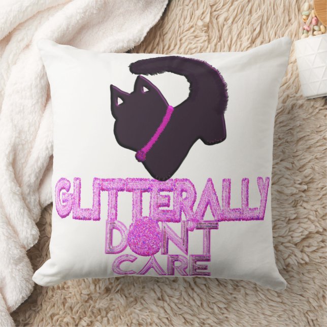 Coussin Chat noir pailleté s'en fiche (Couverture)