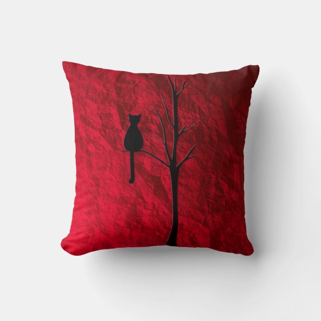 Coussin chat noir sur le carreau d'arbre (Recto)