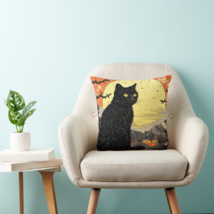 Coussin Chat noir Ukiyo-e