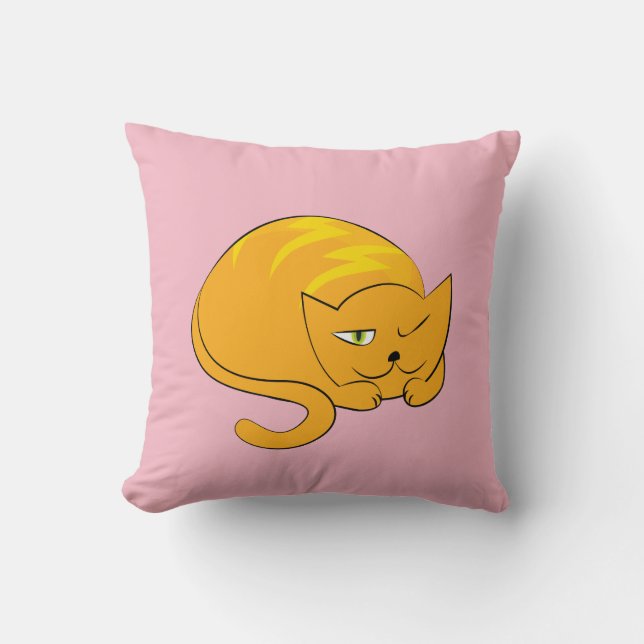Coussin Chat orange curieux (Recto)