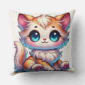 Coussin Chat orange mignon de dessin animé avec de grands  (Verso)