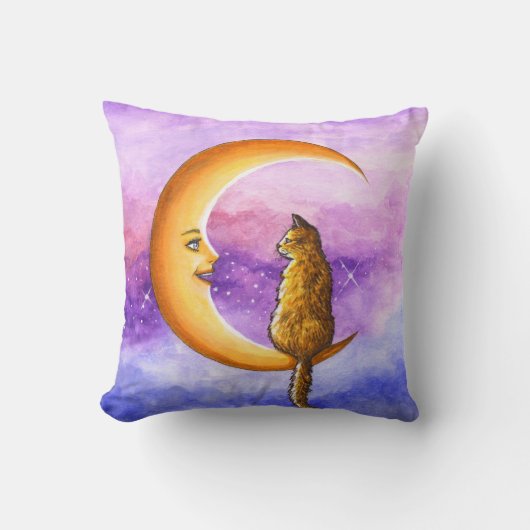 Coussin Chat orange sur la Lune 673 (Recto)