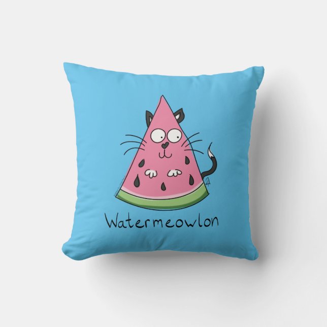 Coussin Chat Pastèque Enfant Mignon (Recto)