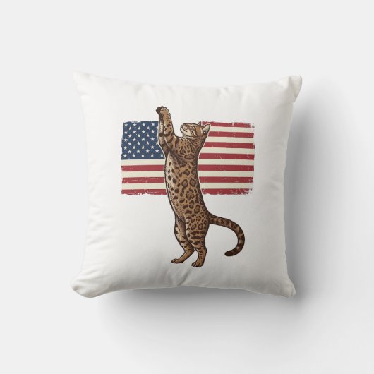 Coussin Chat patriotique Drapeau américain Design vectorie (Recto)