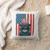 Coussin Chat Patriotique Drapeau Gravure Vintage Design de (Couverture)