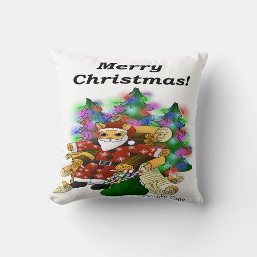 Coussin Chat Père Noël de Noël (Recto)
