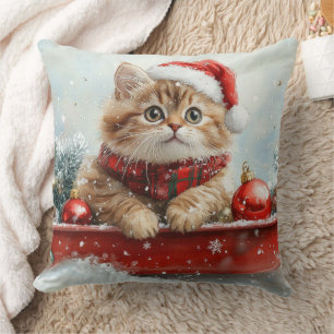 Coussin Chat Persan en traîneau Laissez tomber la neige No