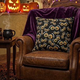 Coussin Chat Peureux Halloween Yeux de Chauve-souris