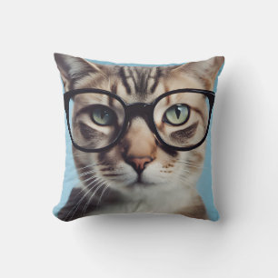 Coussin Chat Portant des lunettes
