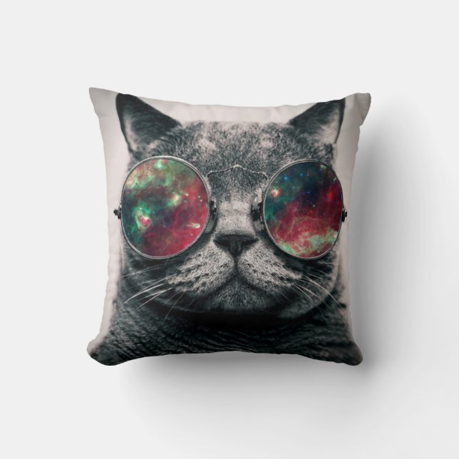 Coussin chat portant des lunettes de soleil (Recto)