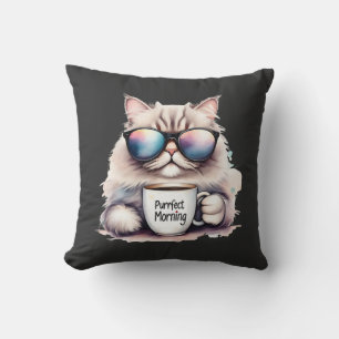 Coussin chat portant des lunettes de soleil et tenant une