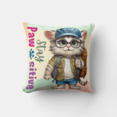 Coussin Chat positif portant un sac à dos (Recto)