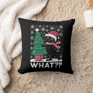 Coussin Chat Quel Drôle De Chat Noir Poussant L'arbre De N