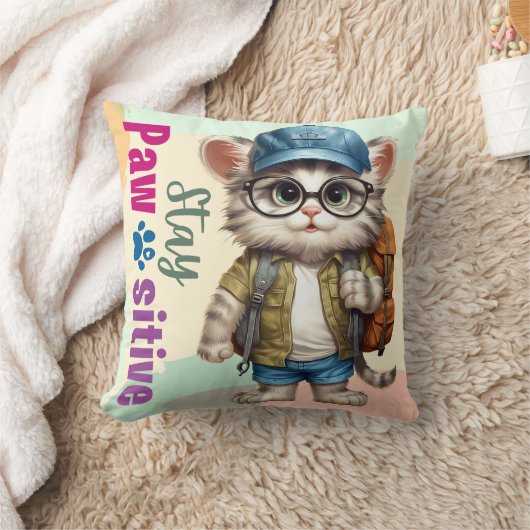 Coussin Chat Reste Positif Avec Sac à Dos (Couverture)