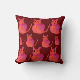 Coussin Chat rose funky mignon minou