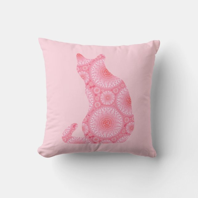Coussin Chat " Roues de Lumière " - rose corail (Recto)