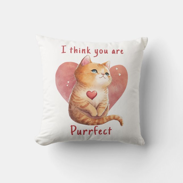 Coussin Chat rouge mignon amour jeu de jeu Valentine (Recto)