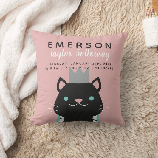 Coussin Chat royal avec la stat de naissance de couronne (Couverture)