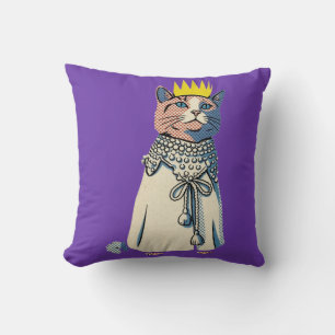 Coussin Chat royal en couronne et robe Graphisme Pop Art V