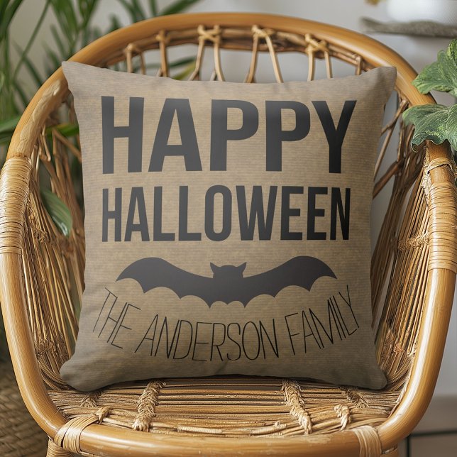 Coussin Chat Rustique Halloween Happy Personnalisé (Créateur téléchargé)