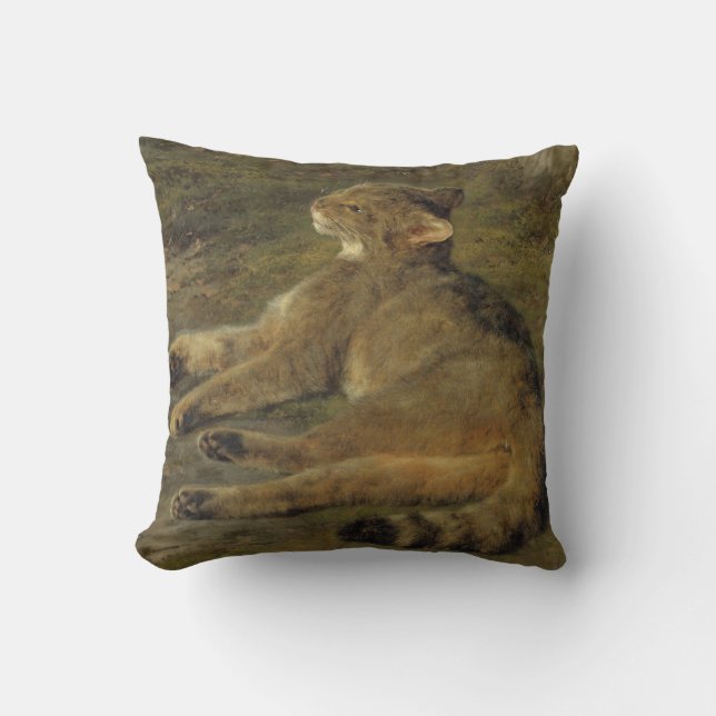 Coussin Chat sauvage (par Rosa Bonheur) (Recto)