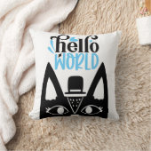 Coussin Chat scandinave mignon avec casquette Hello World (Couverture)
