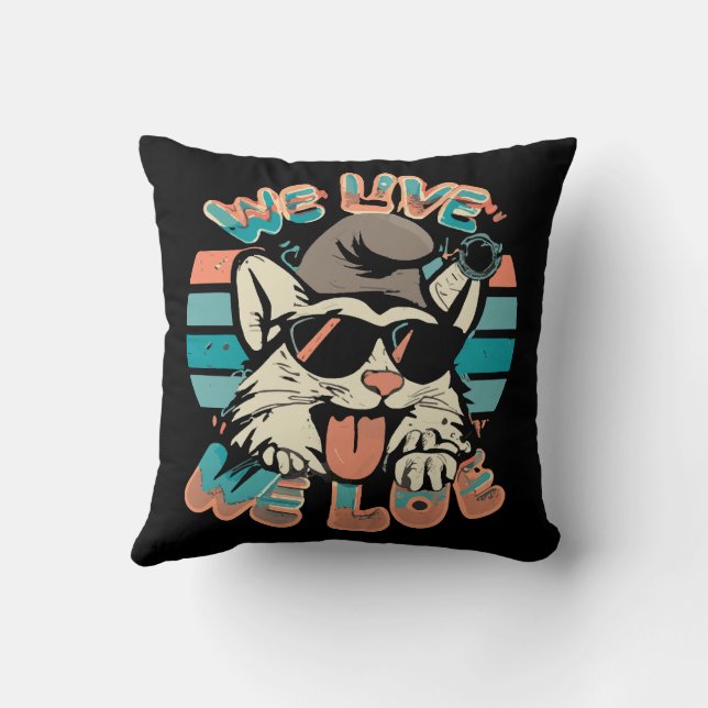 Coussin Chat Schtroumpf - Nous Vivons Nous Aimons  (Verso)