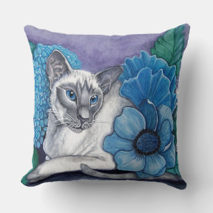 Coussin Chat siamois de point bleu