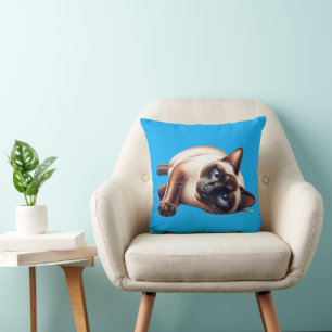 Coussin Chat siamois, Féline Bleue Mignonne