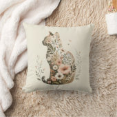 Coussin Chat silhouette floral boho fleur sauvage (Couverture)