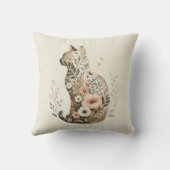 Coussin Chat silhouette floral boho fleur sauvage (Verso)