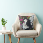 Coussin Chat smoking marron foncé rose foncé chats et fleu (Chaise)