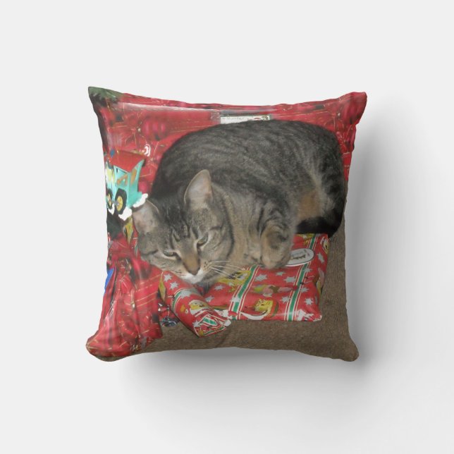 Coussin Chat sous l'arbre de Noël (Recto)