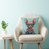 Coussin Chat Sphynx tenant une manette de jeu (Chaise)
