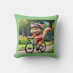 Coussin Chat sportif cool à vélo
