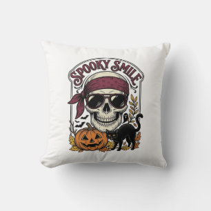 Coussin Chat squelette Halloween Graphique de citrouille v