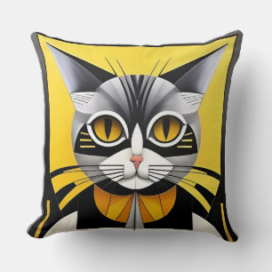 Coussin Chat stylisé géométrique abstrait