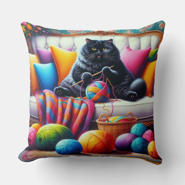 Coussin Chat sur canapé avec des choses sucrées (Recto)