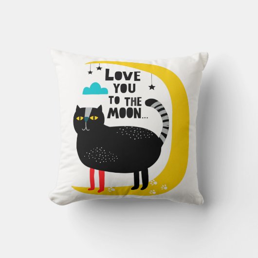 Coussin Chat sur la lune (Recto)