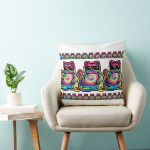 Coussin Chat Tie-Dye Cool