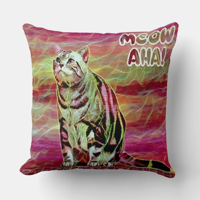 Coussin Chat tigré argenté (Recto)
